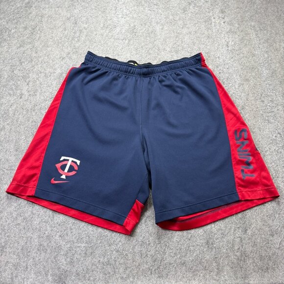 Minnesota Twins Nike Shorts Men XL Blue Red Training 9" Knit Authentic - Picture 1 of 16